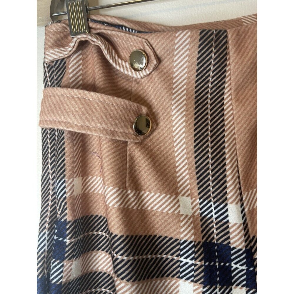 Women Dress Pants Size S Brown Striped Print High Waist Leg Straigth Stretch - Picture 12 of 16